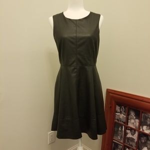 Sleeveless Faux Leather Vegan Little Black Dress